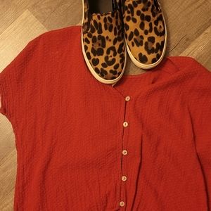 Red cropped blouse